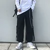 HOUZHOU Techwear Pant Sets Men Punk 3 piece outfits Black Cargo Pants Long Sleeve Shirts Korean Streetwear Hip Hop Spring 6
