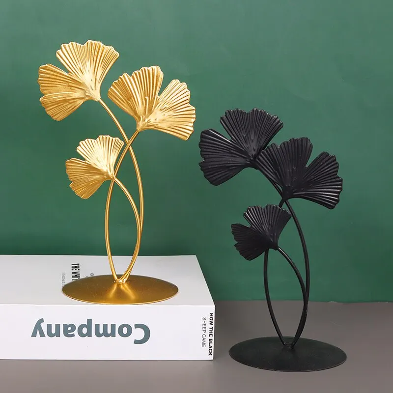 1pc Gold Ginkgo Leaf Iron Crafts Decoration 2