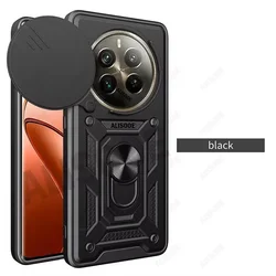 Enhanced Armor Slide Camera Ring Stand Protection Cover Case with Stand Function - Realme 14Pro Plus 5G (Black1)