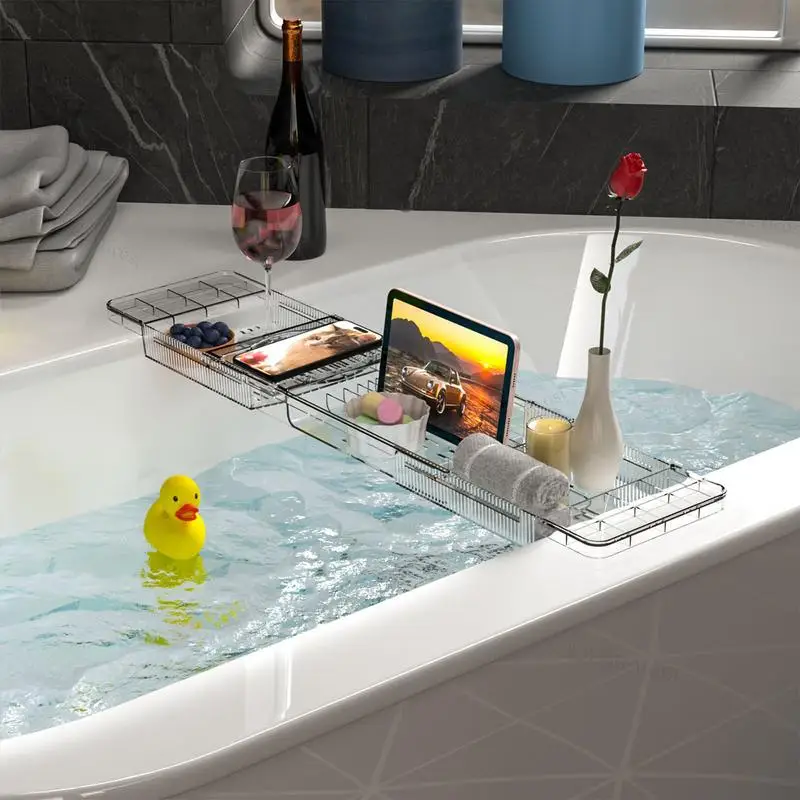 Bathtub Storage Rack Bathtub Trays For Tub Bathtub Tray Caddy For Bath Bath Shelf Over Tub Adjustable Tray Accessories Home Spa