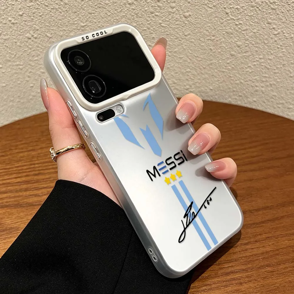 Colorful Silver Football Design Phone Case Featuring M-Messi Design