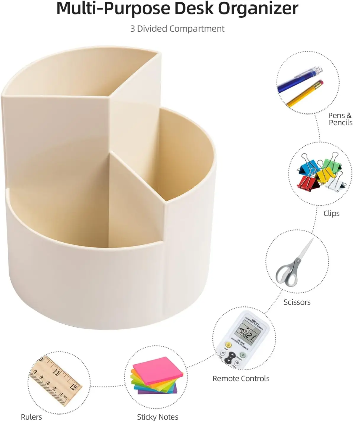 Desk Pencil Pen Holder 3 Slots 360-Degree Spinning Desktop Storage Pen Organizers Stationery Supplies for Office Art Supply pen holder,pen and brush holder