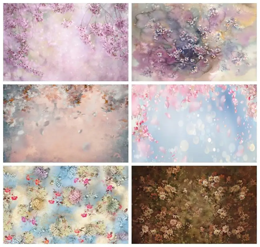 Baby Shower Photo Backdrops Ink Painting Flowers Bokeh Kids Newborn Portrait Photography Backgrounds for Photo Studio