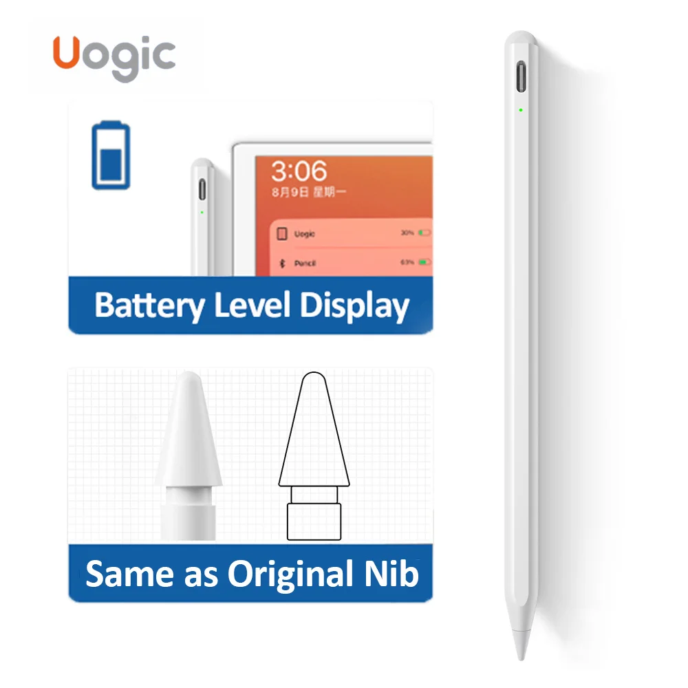 Uogic For iPad Pencil with Palm Rejection Original Nib Stylus Pen for Apple 2 1 Pro 11 12.9 Mini 6 7 Air 3 4 |