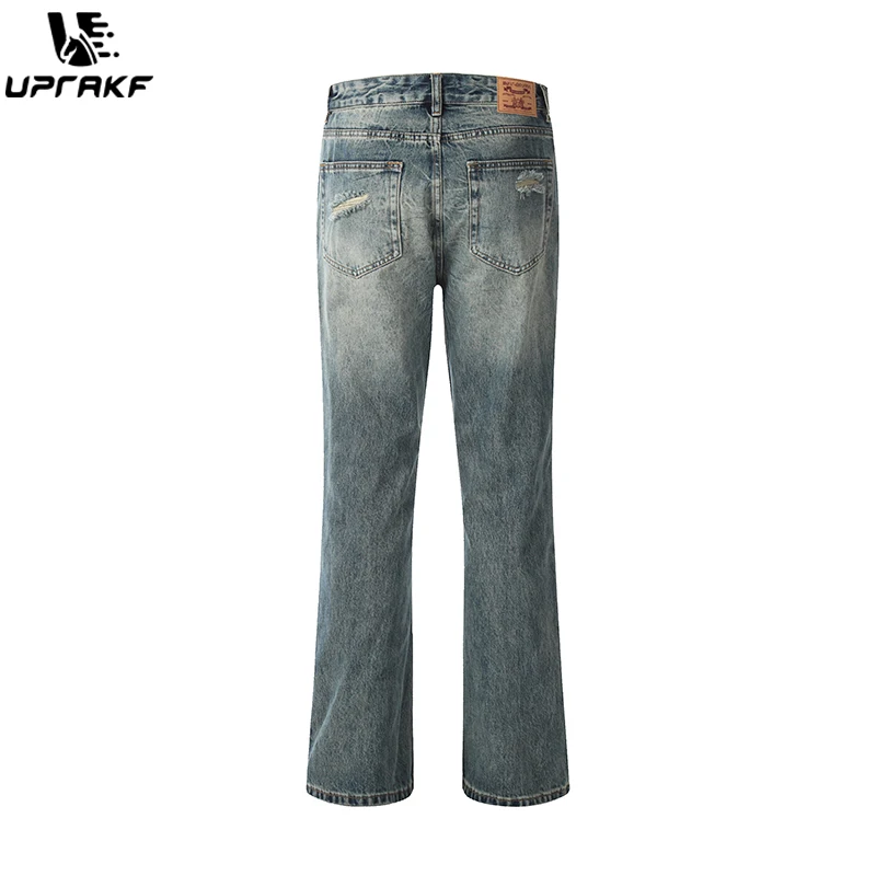 UPRAKF Streetwear Ripped Jeans Pocket Denim Pants Casual Pantalones Streetwear Basic High Street Distressed