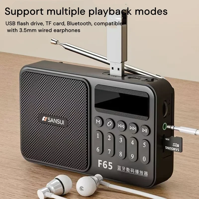 SANSUI F65 Retro Wireless Bluetooth Speaker Portable FM Radio