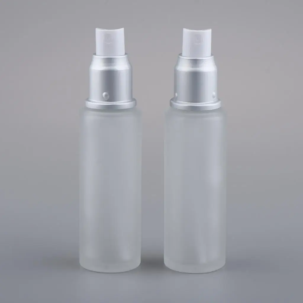 2x2Pcs Empty Glass Bottles Cosmetic Makeup Travel Lotion Containers 50ml Spray