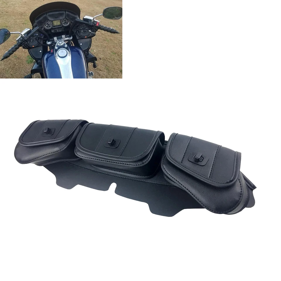 Borsa Portaoggetti A 3 Tasche Per Parabrezza Batwing - Compatibile Con Harley Touring Electra Glide Street Glide 1996-2013