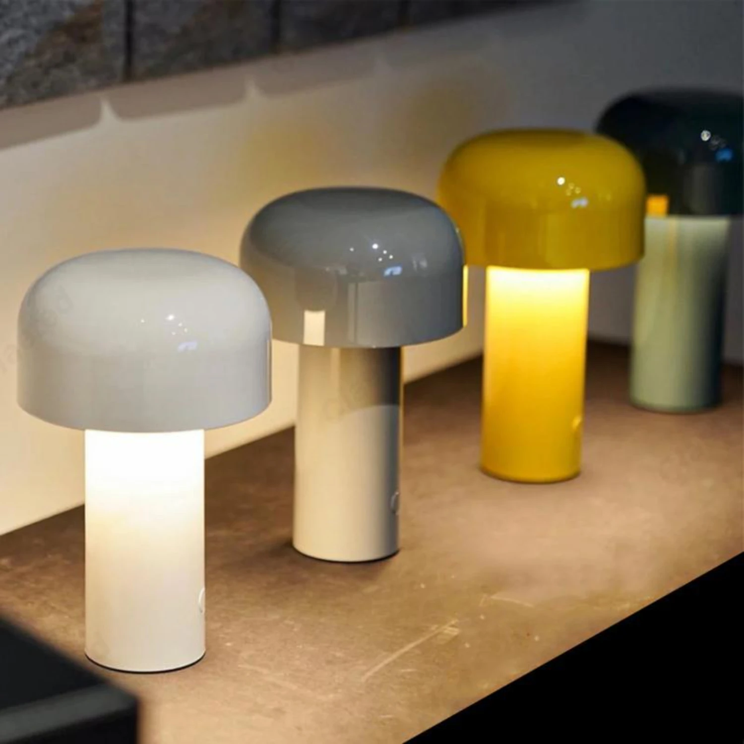 Elegant Italian Mushroom Table Lamp with Touch Control & USB Charging - Portable & Rechargeable Design for Living Room Ambiance 5