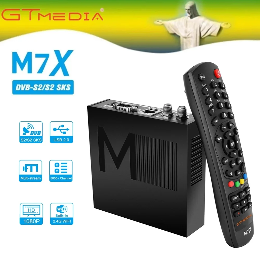 

[Подлинный] GTMEDIA M7X Бразилия спутниковый ТВ-приемник DVB-S2/SKS lKS 70 Вт спутниковый декодер двойной тюнер HD встроенный 2,4G WIFI ТВ-приставка