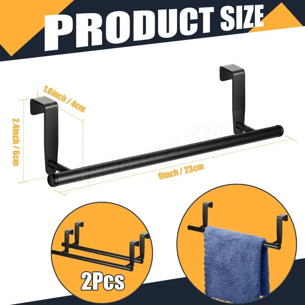 1-2PCS Door Towel Rack Towel Holder Towel Hooks Door Hooks Over Cabinet Dish Towel Kitchen Cabinet Door Hanging Holder Stainless Steel Punch-free Rag Hanger