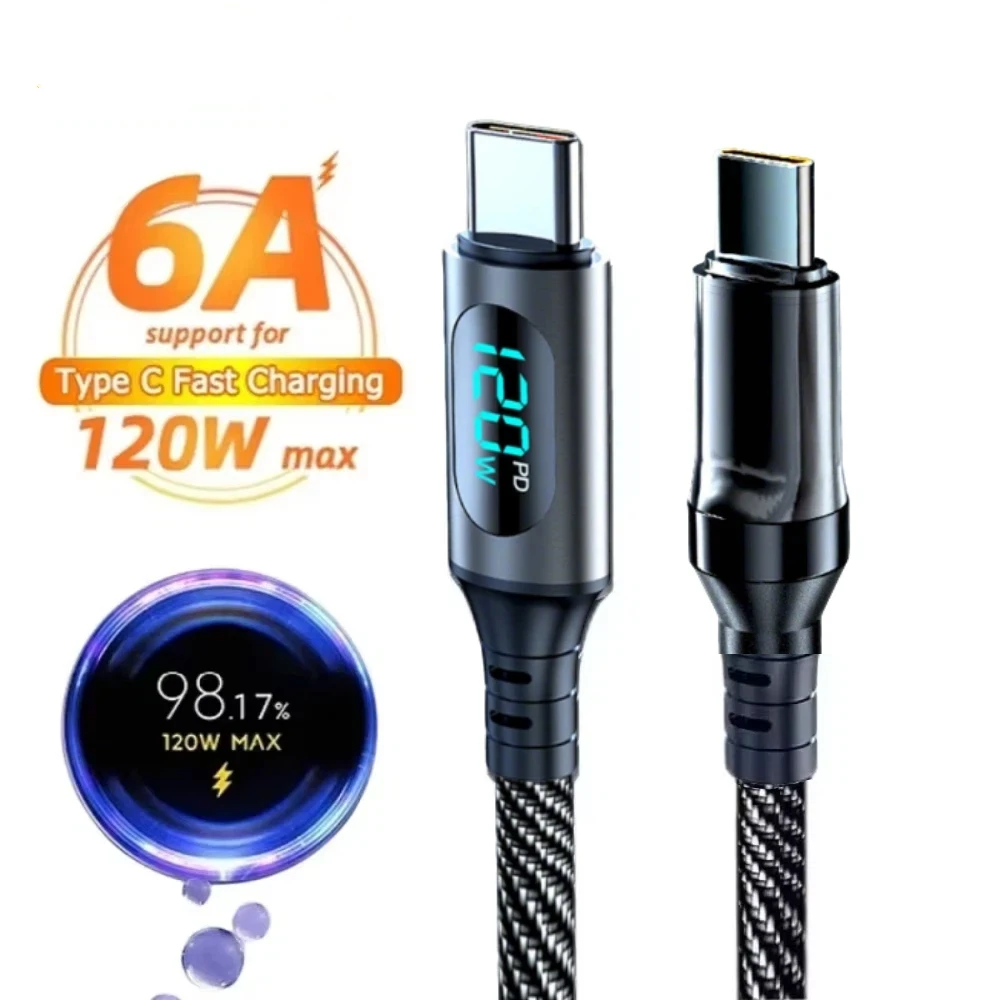 สายชาร์จเร็ว 120W พร้อมจอ LED แสดงผล