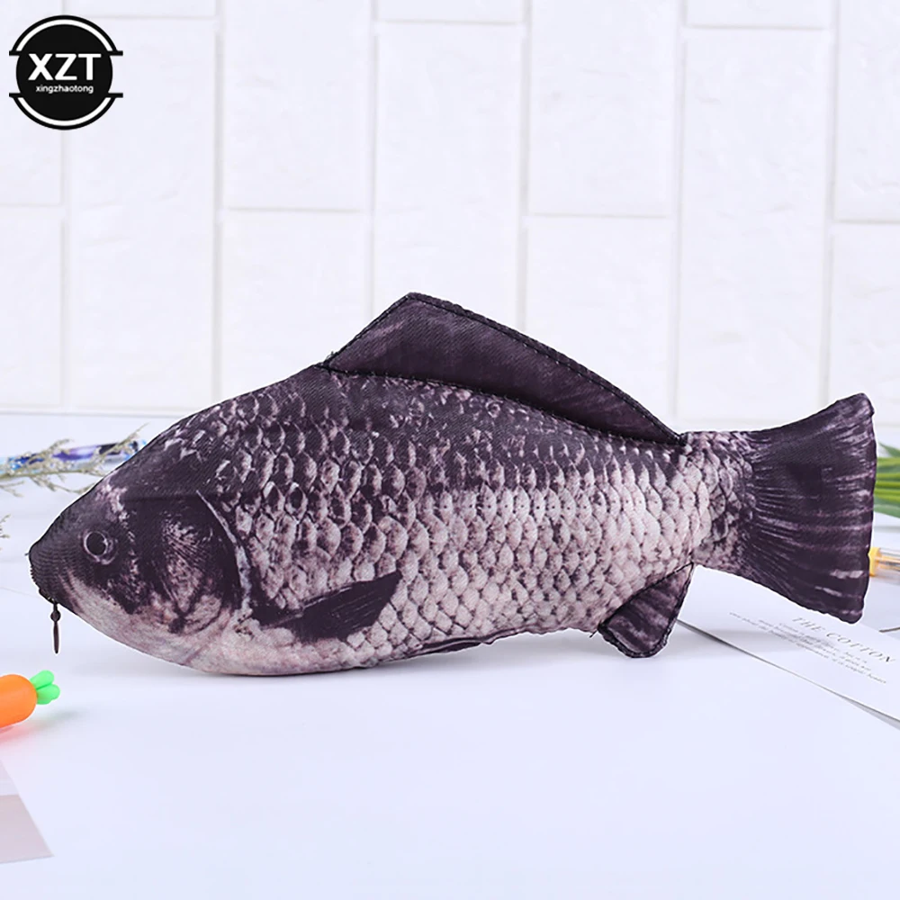 Pencil Bag Carp Pen Bag Realistic Fish Shape Make-up Pouch Pen Pencil Case With Zipper Back To School Pouch pencil cases pen storage bag stationery box
