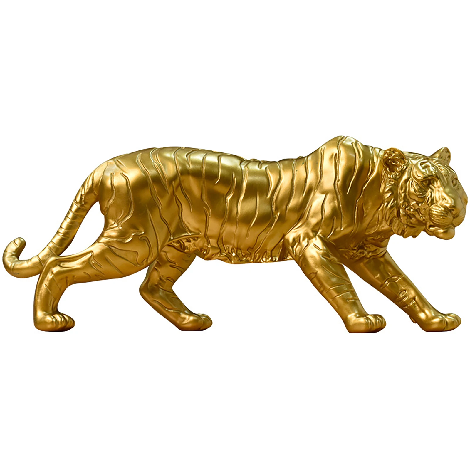 Gold Resin Tiger Statue Ornament for Home Living Room Decor