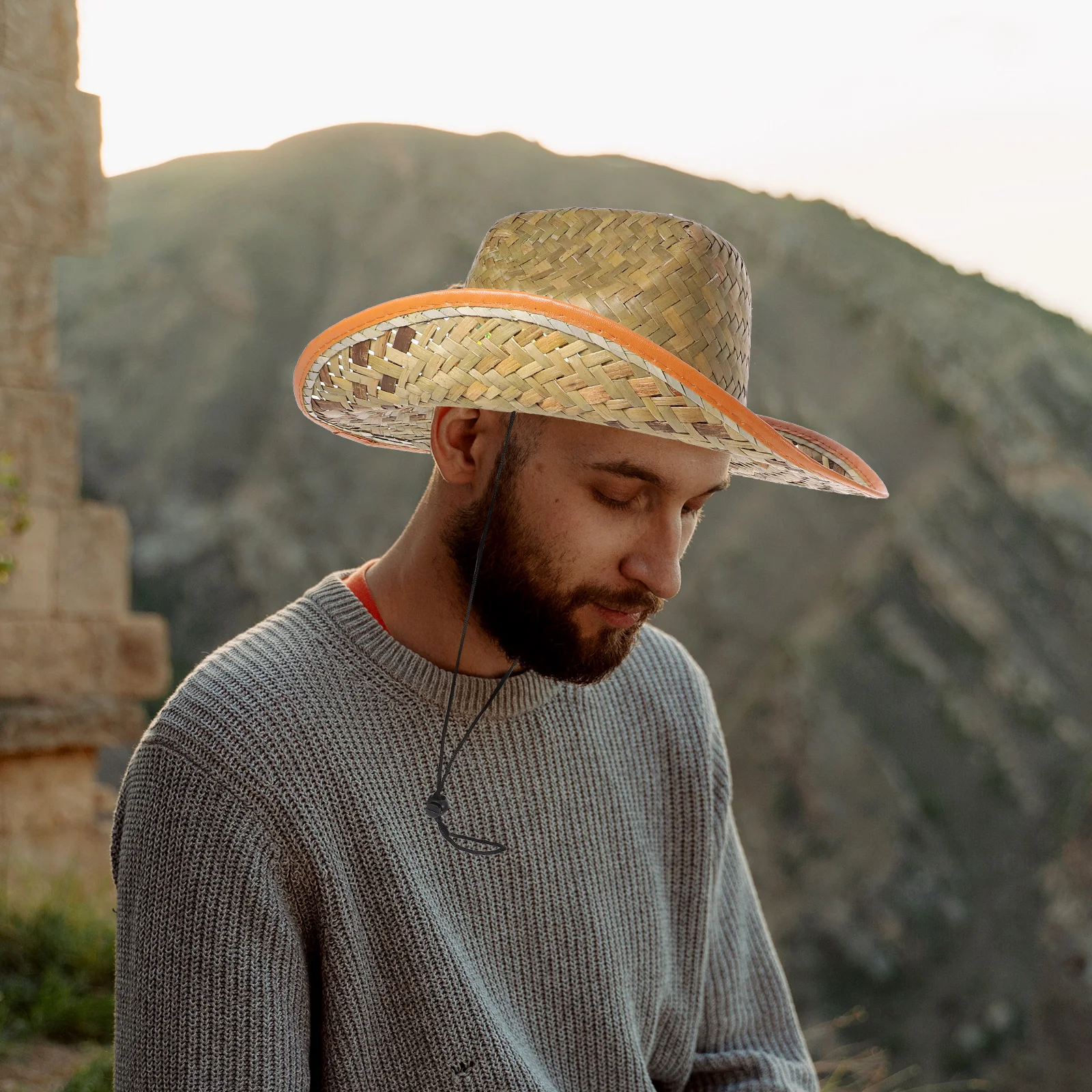 Hats for Men Small Straw Sun Male Outdoor Protection Wide Brim Beach Shade Adults Men's