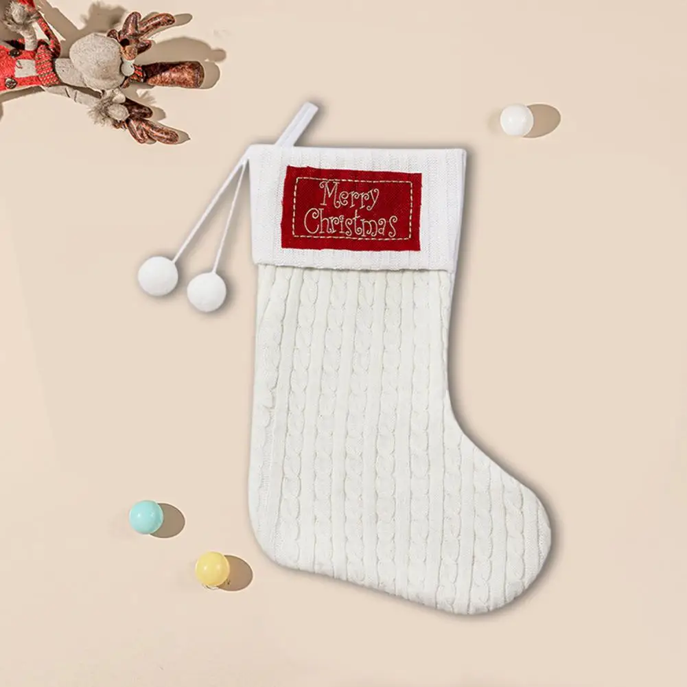

Soft Touch Stocking Door Hanging Stocking Handmade Reusable Knitted Stocking Festive Xmas Tree Hanging Gift Bag for Party