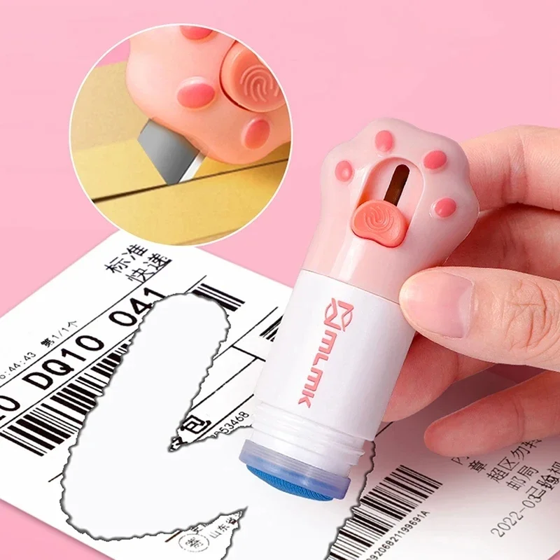 Thermal Paper Correction Fluid Cat Paw Thermal Paper Correction Fluid with Knife Parcel Box Opener Home Anti Peep Identity Information Privacy Protector Eraser
