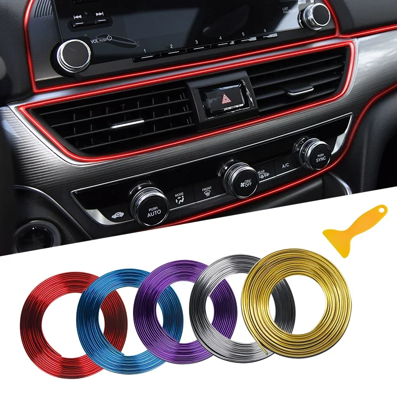 5M Car Dashboard Door Edge Insert Trim Styling Interior Decorative Moulding Universal Auto Accessories Insert Strip With Scraper