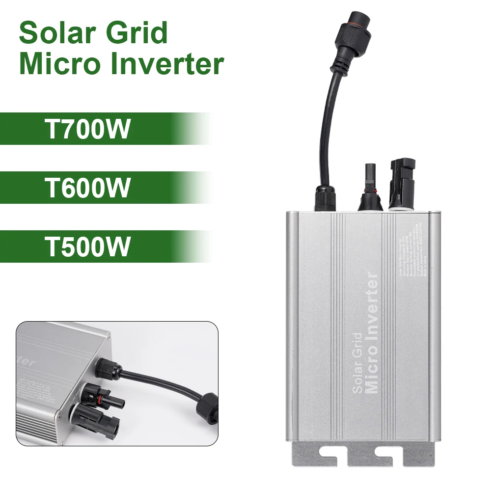 

MPPT Solar Grid Tie Micro Inverter Home Solar PV Grid System 500W/600W/700W DC18V-50V to AC120V/230V Output Solar Inverter