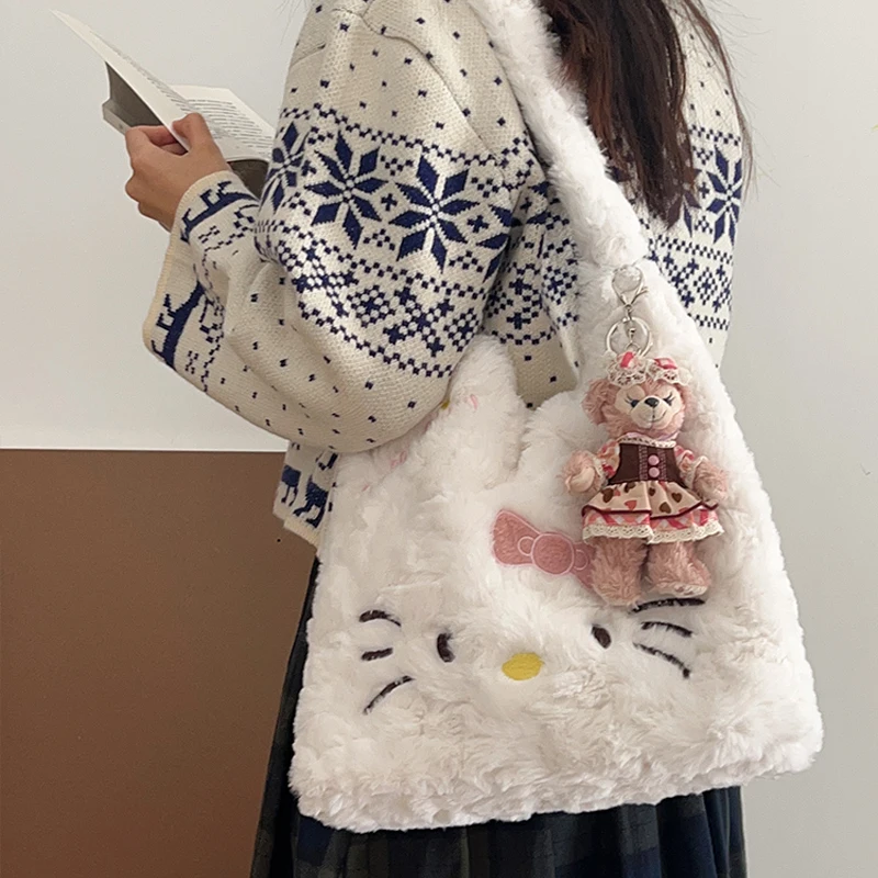 

Kawaii Hellokittys большая сумка на одно плечо плюшевые девушки для путешествий портативный открытый аниме Sanrio сумка для хранения женская сумка-тоут