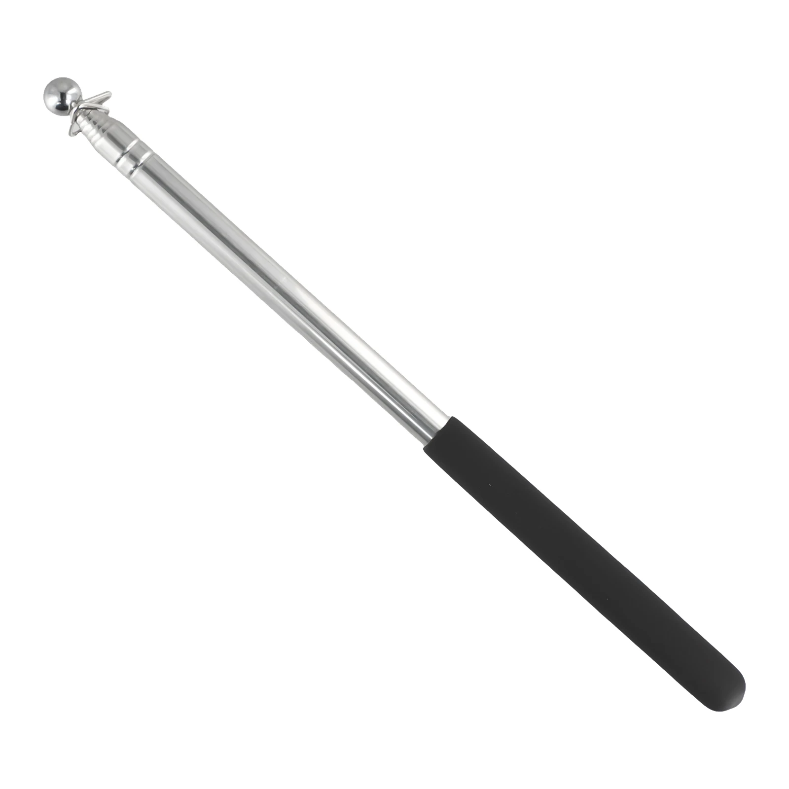 1.6M Stainless Steel TELESCOPIC FLAG POLE EXTENDABLE PORTABLE HANDHELD WINDSOCK POINTER 11cm Handle Black 1pcs