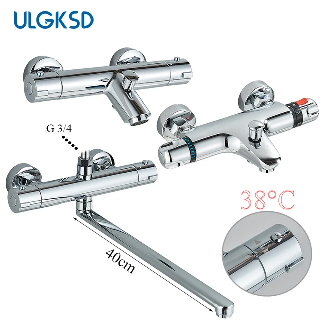 Simple Thermostatic ก๊อกน้ําห้องน้ํา Thermostatic Mixer แตะร้อนและเย็นห้องน้ําก๊อกน้ําวาล์วผสมก๊อกน้ําอ่างอาบน้ํา 1