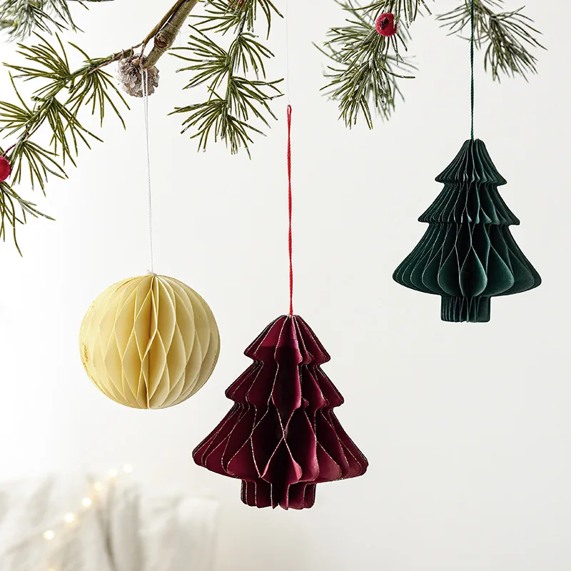 

Christmas Origami Folding Honeycomb Christmas Tree Decorations Nordic Home Party Christmas Decorative Items Pendants