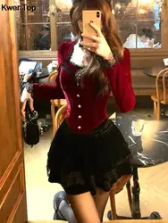 Spring New Fashion Mini Skirt 2 Piece Set Y2K Sweet Slim Blouse Solid Pettiskirt Birthday Suit Women Evening Party Clothes