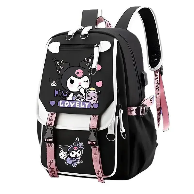 MINISO Sanrio kuromi Mochila Girl Fashion backpack large capacity student school bag travel backpack Laptop Storage bag Bookbags miniso sanrio anime sling bag cinnamoroll kuromi sling backpack kt my melody pc design fancy pack kawaii chest bag