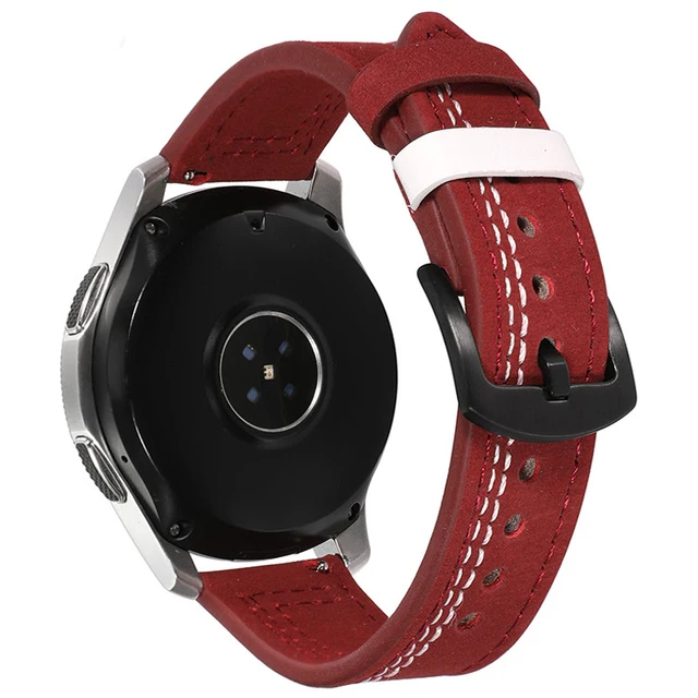 20Leather band for Samsung Galaxy watch 4/classic/Active 2 46mm/42mm/40mm/44mm for bracelet Amazfit GTS 2/3/mini 20mm 22mm strap Red white 8