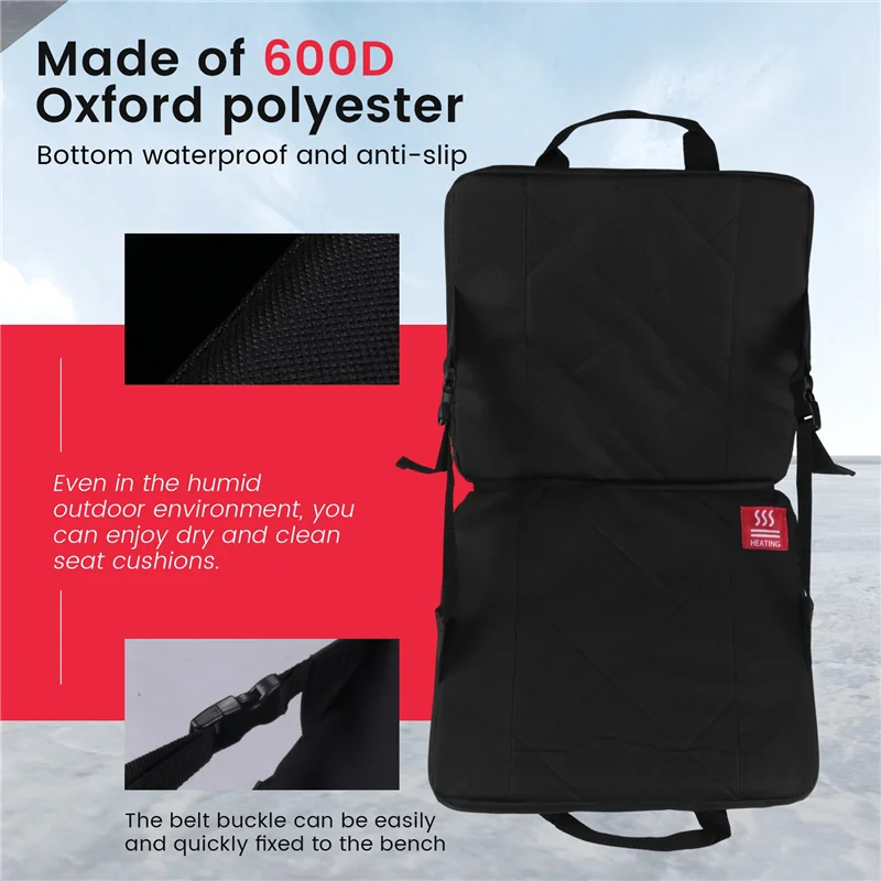 AC54-휴대용 가열 경기장 좌석 패드 따뜻한 가열 좌석 매트 스포츠 이벤트, 캠핑, 여행을위한 등받이 지원이있는 관람석 용