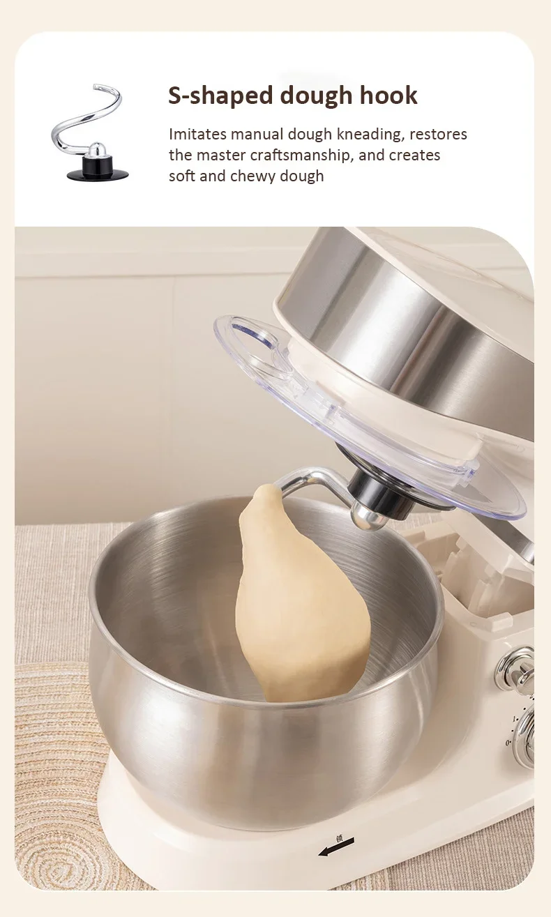 3-IN-1 Electric Stand Mixer 6-Speed with Pulse Button, Dough Hook, Beater, Whisk for Home Cooks Food Beater Electric Food Mixer