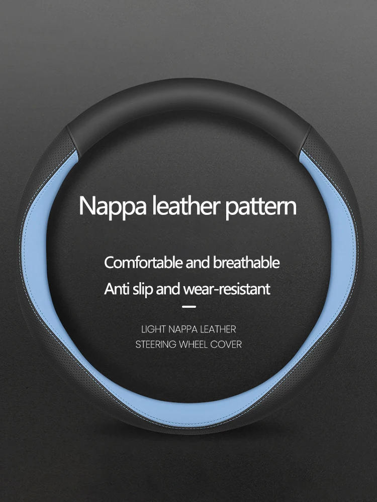 스티어링휠 커버 BMW M 스포츠 M3 E90 E91 E92 E93 E87 E81 E82 E88 X1 E84 전용 미끄럼 방지 가죽 핸들 커버를 손으로 바느질한 고품질 자동차 액세서리 9 자동차 핸들 커버, BYD Qin Plusdmi Atto 3 Han EV, 미끄럼 방지, 아이스 실크, 사계절 범용 핸들 커버, 여름