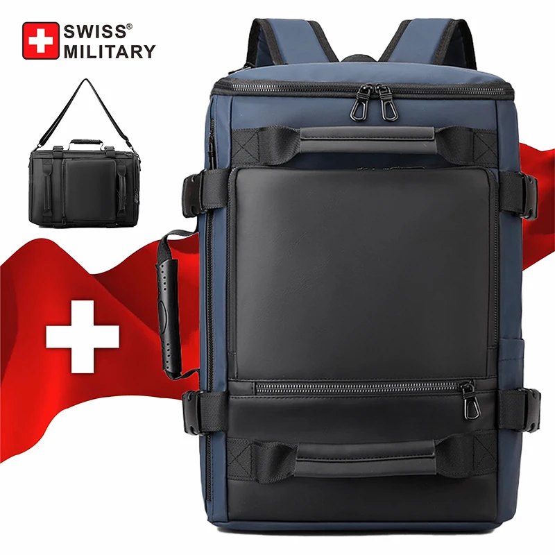 SWISS MILITARY-Mochila masculina de viagem com compartimento múltiplo impermeável para estudantes universitários, bolsa de lazer, moda