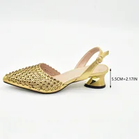 New Fashion Gold Color Shoes and Bags To Match Set Nigeria Party Women's Wedding Bag and Shoe Set Decorated with Rhinestone - Image 6