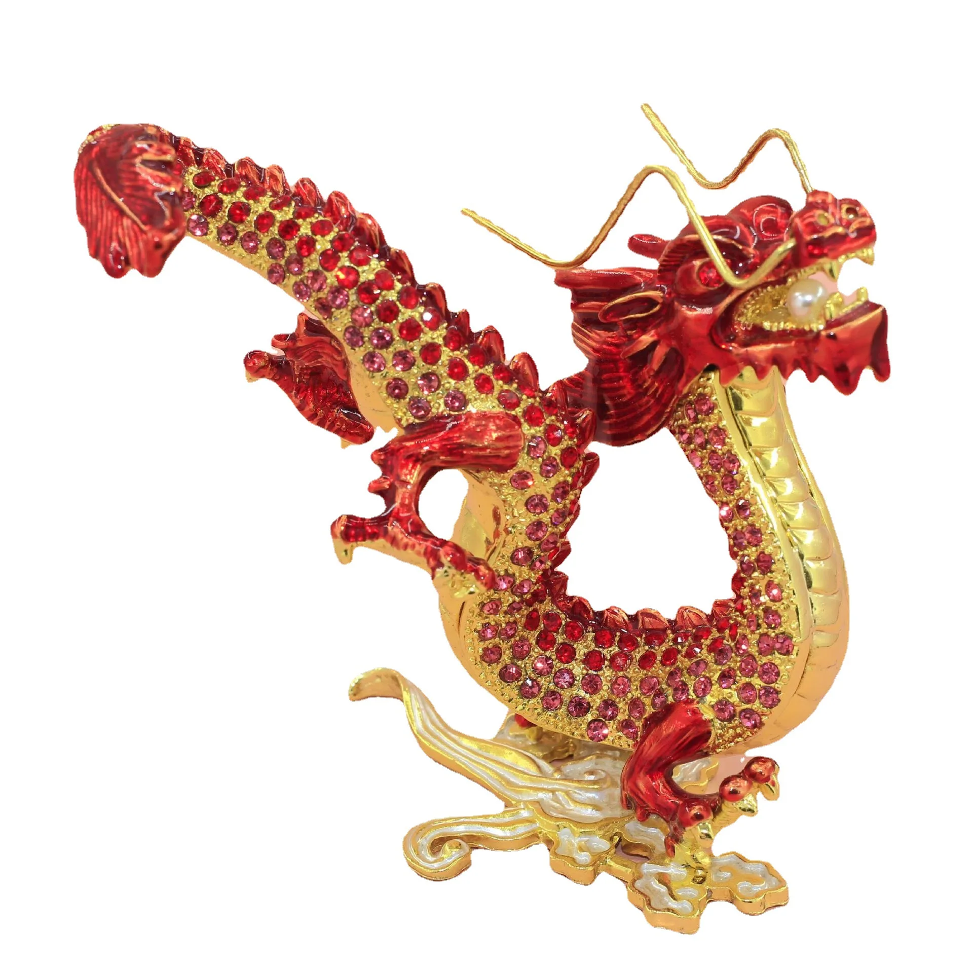 

Enamel Jewelry Box Gift Hand Painting Inlaid Metal Crafts Chinese Dragon Ornaments