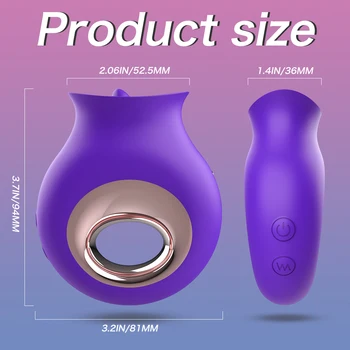 Rose Clitoral Licking Tongue Vibrator 2 in 1 Nipples Stimulator 9 Modes for Quick Orgasm Rechargeable Waterproof Vagina Oral 2