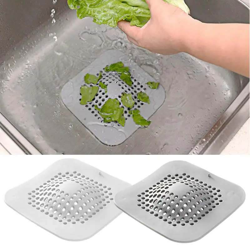 Silicone Sink Strainer Shower Drain Cover Protector Hair Trap Durable Sink Catcher For Kitchen Bathroom Bathtub Accessories silicone wheat straw kitchen sink strainer bathroom shower drain sink drains cover sink colander sewer hair filter strainer