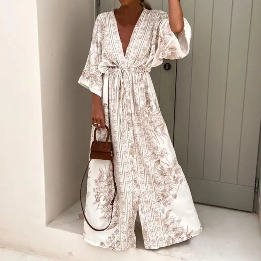 Trinidad | Red midi festive boho spring dress with V-neck main image 1