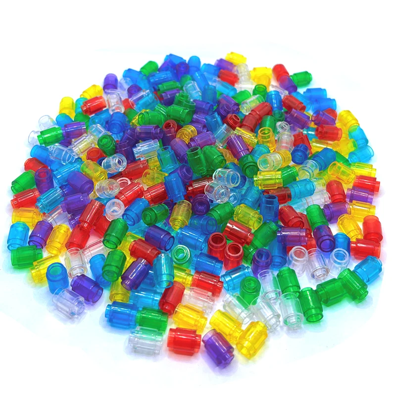 Transparent Brick 1x1 Round with Open Stud Colorful Building Block MOC Parts Toys For Children Compatible 3062/30068 100pcs/Lot 5