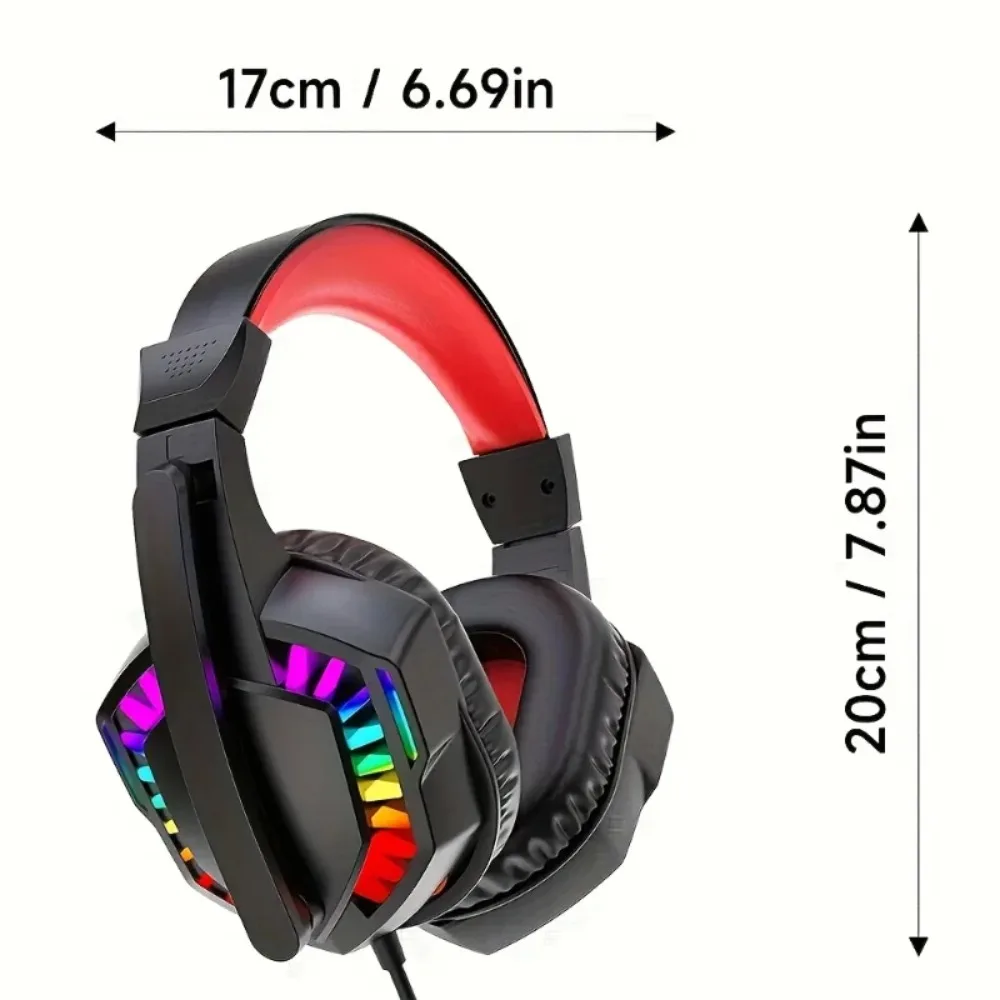 3.5mm USB 유선 RGB 게이밍 헤드셋, PS4, PC, 노트북, 게이머 채팅 및 회의용 마이크가 있는 스테레오 베이스 헤드폰