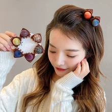 

1Pcs Women Girls Brown Velvet Braided Pom Pom Ball Small Hair Claws Sweet Mini Hair Clips Hairpins Lovely Hair Accessories 2022