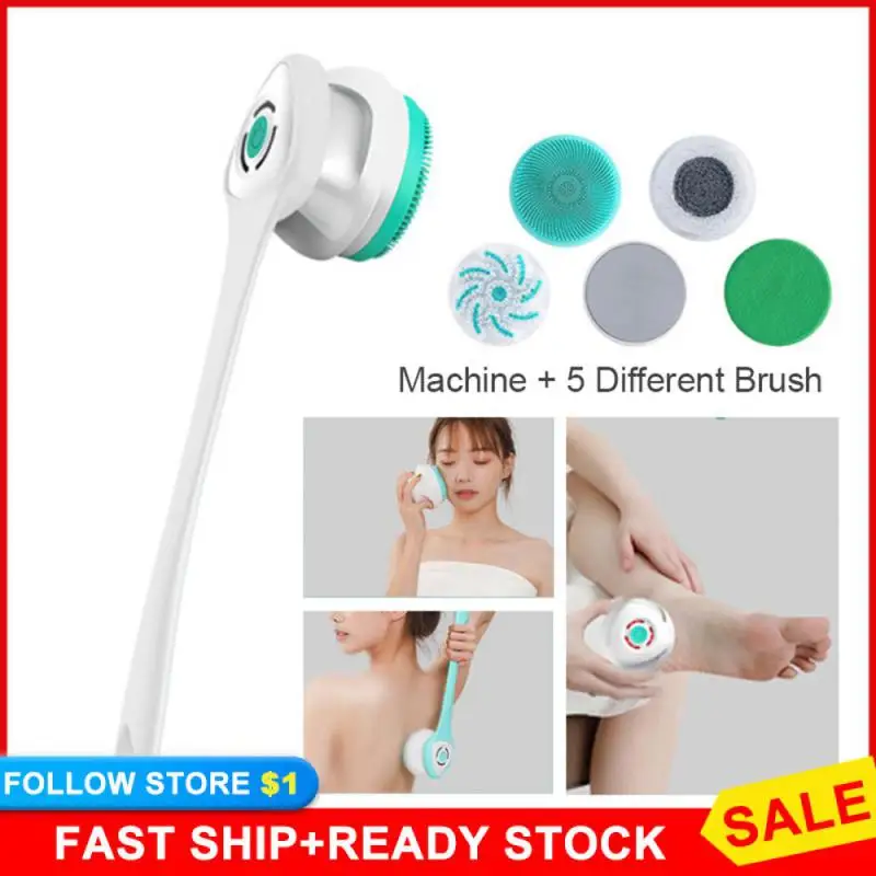 

Electric Bath Brush Shower Cleaning Body Massage Brush Multifunctional Spinning Spa Brush Waterproof Long Handle Back Rubbing