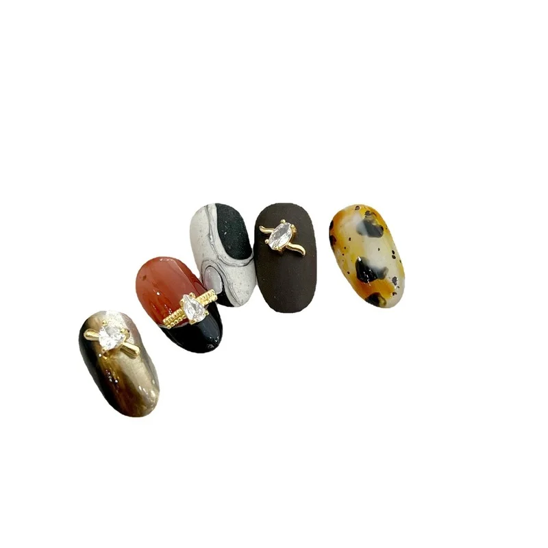 5Pcs 네일 아트 럭셔리 지르콘 디자인 매력 품질 다이아몬드 반지 모양의 멀티 디자인 네일 매력 쥬얼리 DIY 네일 액세서리