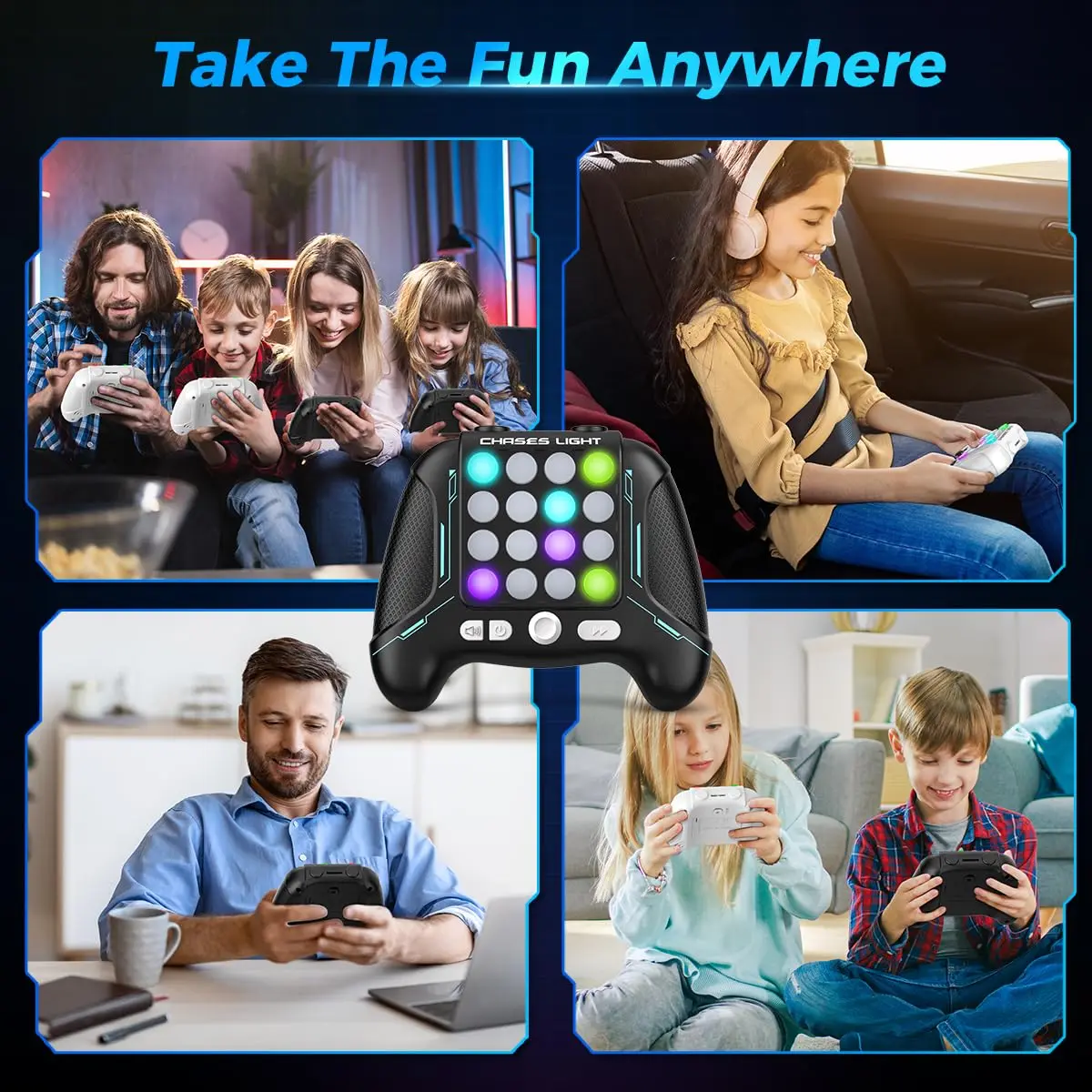 Handheld Video Game Console Quick Push Fidget Game Toy Electric Pop Game with 5 Gameplay Modes Handheld Stress Relief Controller Portable Toy Gifts