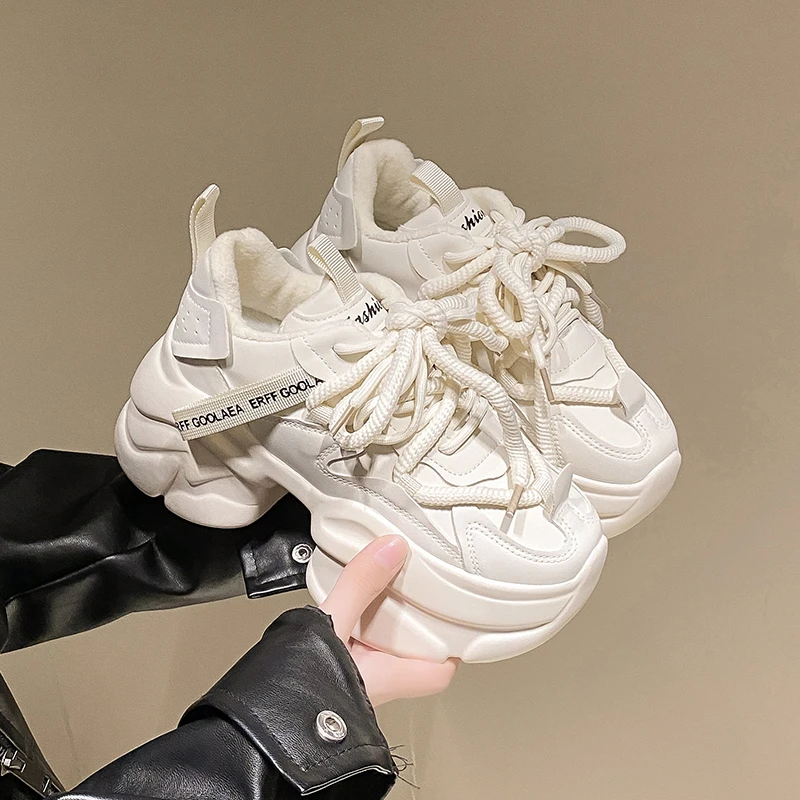 Aphixta 2024 Sneaker Boots Height Increasing Women's Shoes Platform Chunky Sole Fashion Boots Thick Sole Lace Up Shoes Woman