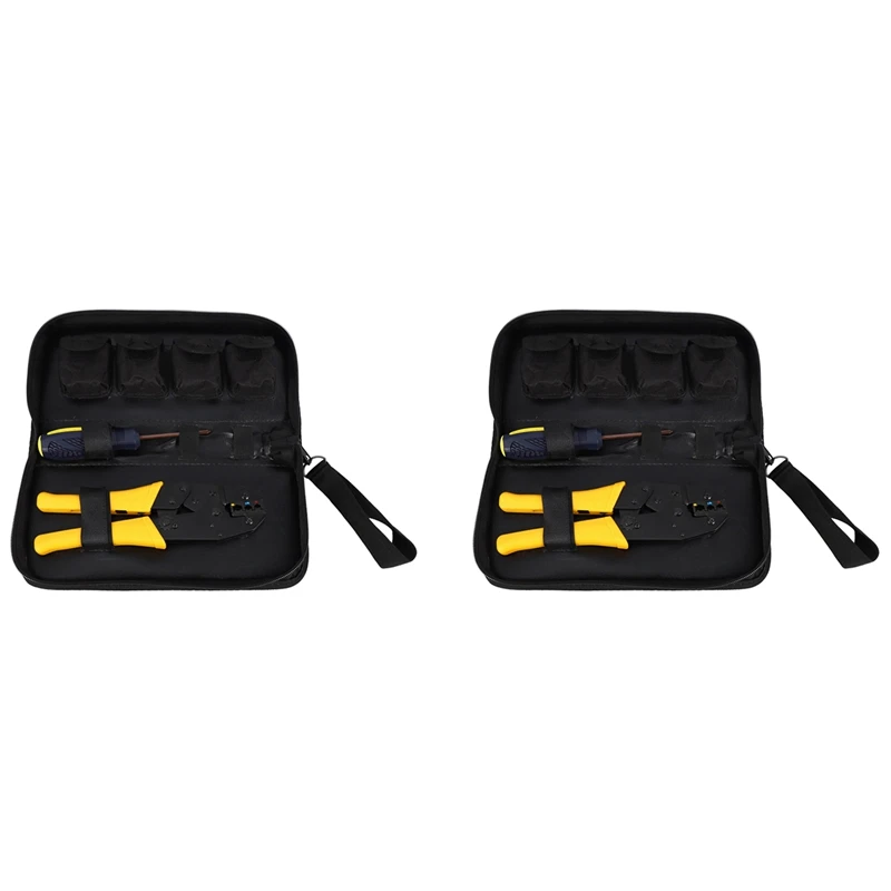 

Big Deal 2X Wire Crimper Set Decrustation Engineering Ratchet Terminal Crimping Plier With Screwdriver 8 Spare Terminals