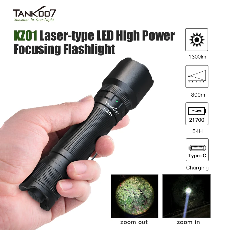 TANK007 KZ01 Laser LED Flashlight 1300LM 800M High Power