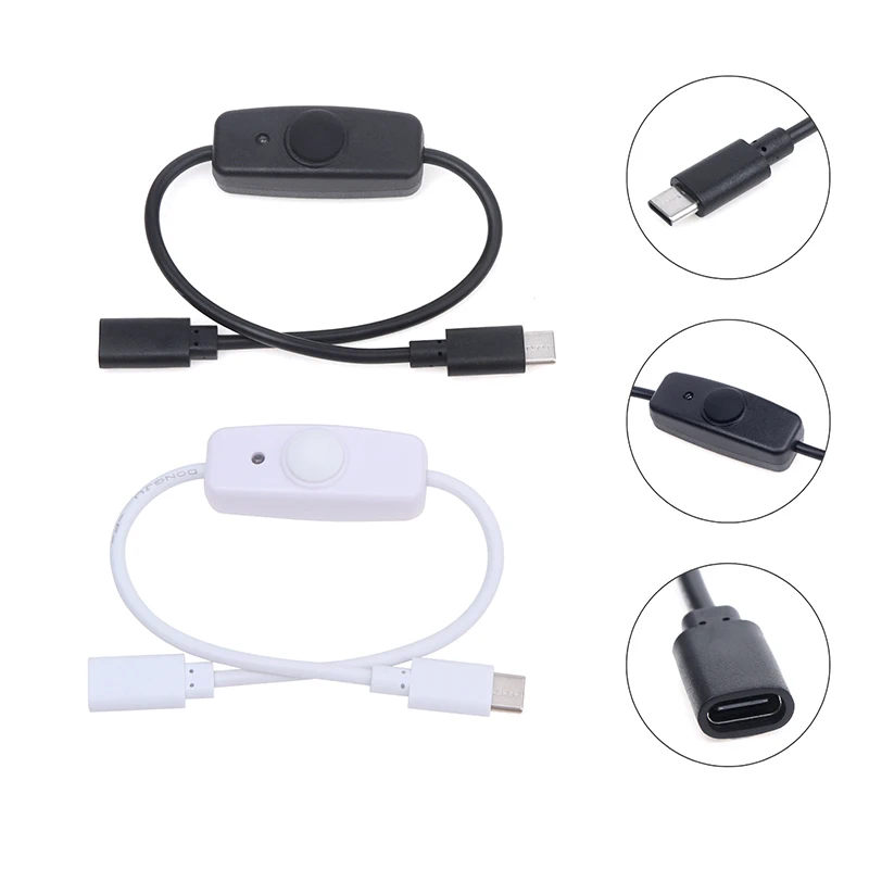 새로운 판매 USB 타입 C ON/OFF 스위치 전원 버튼 포함 30CM 충전 연장 케이블 범용 타입-C 연장 케이블