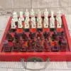 Handmade Retro Resin Chess Set with Folding Wooden Chess Board and 3 Carved Chess Pieces - Image 4
